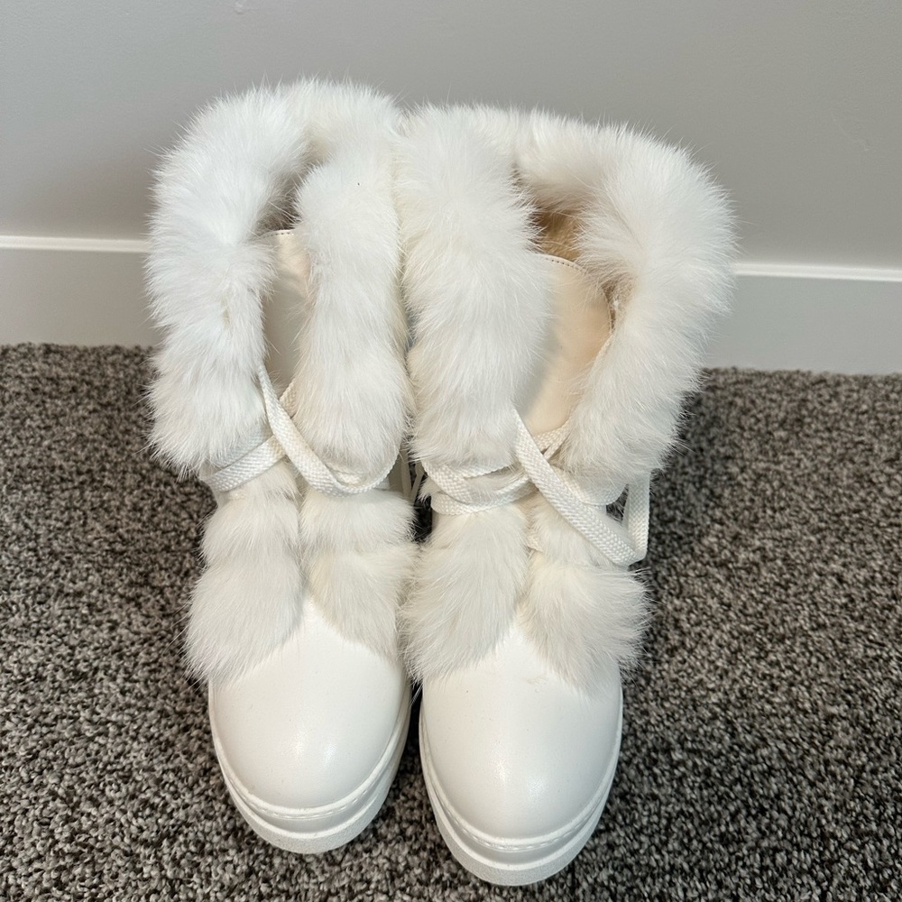 Harsuny Ladies Hidden Wedge Booties Faux Fur Winter Boot Plush Lined Snow Boots
